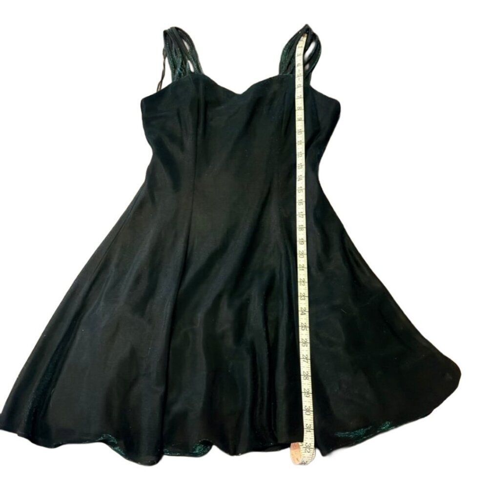 Vintage 90s All That Jazz Black Mini Dress Green Iridescent Straps - Picture 6 of 6